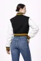 VCU Black Wool & White Leather Crop Top Jacket